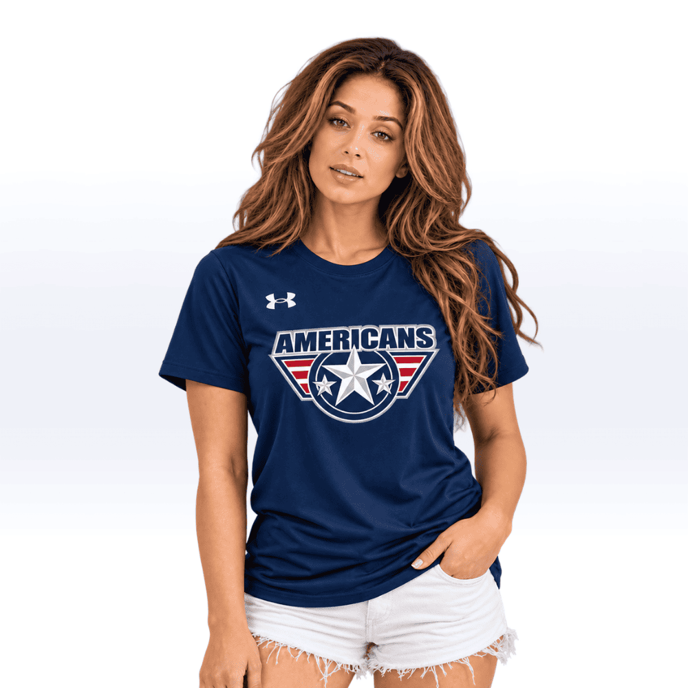 WOMENS | TRI-CITY AMERICANS NAVY UA TEE